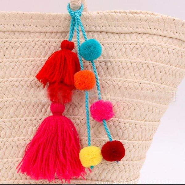 

2019 tassel fur ball keychain pom pom fluffy key chains pompom car keyring women bag pendant jewelry key ring holder qh6008 h bbyktg
