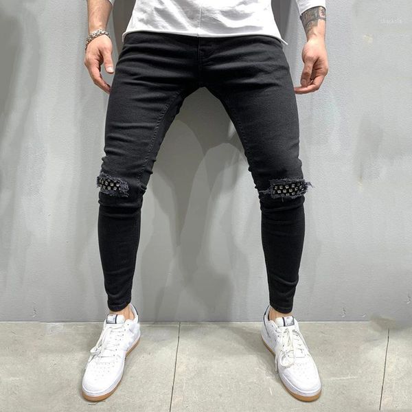 

jeans for men 2020 autumn winter jeans men fashion slim cargo pants hip hop joggers streetwear skinny black1, Blue