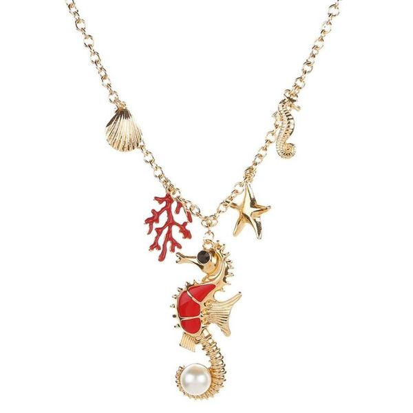 

hippie seahorse decor sweater chain seashell pendant necklaces ocean lady clavicle necklace women decor ornaments jewelry, Silver