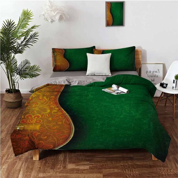 

vintage floral instrument pattern acoustic with worn looking wall patternbedding 3-piece set