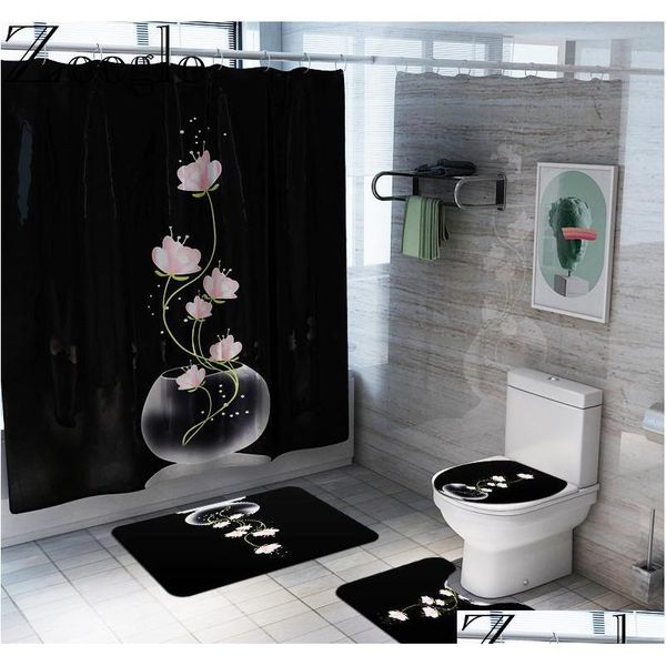 

non slip toilet seat cover bath mat polyester waterproof shower curtain set bathroom carpet home decor bathroom qylevw bdebaby