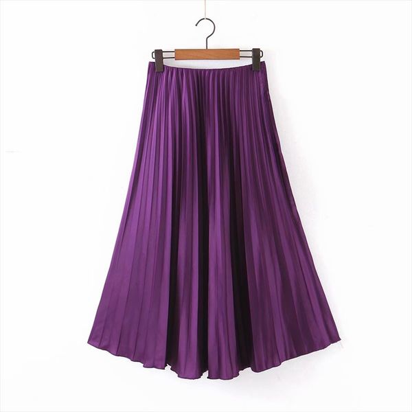 

za womens new fall 2020 small pleated elastic waist midi skirt 100 pleated long skirt 08372237611, Black
