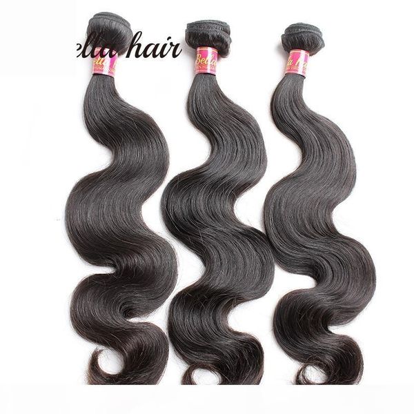 

3pcs lot 8-30inch indian hair unprocessed natural color hair weft wavy body wave human hair weaves, Black