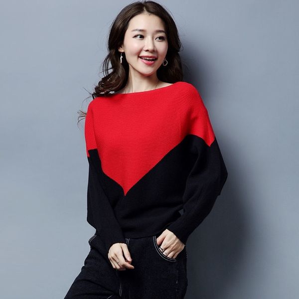 

women sweater loose pullover knitted cotton batwing sleeve knit autumn sweaters pull casual ladies bat sleeve jumper y200116, White;black
