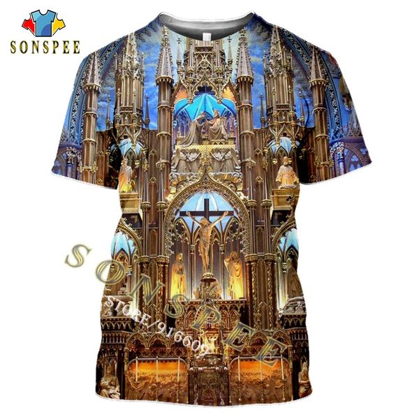 

church building summer 3d print shirts harajuku plus size comics men clothing