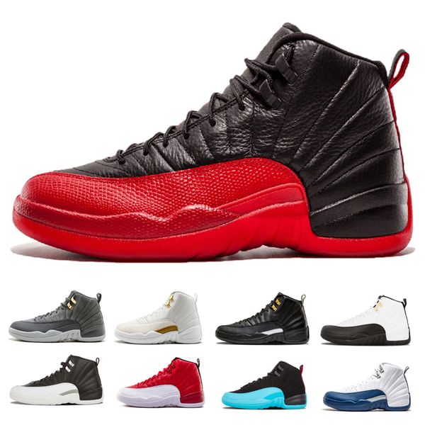 

new shoes original genuine 12s flu game shoes men woderful wolf grey french blue causal sport athletic sneakers size 41-47