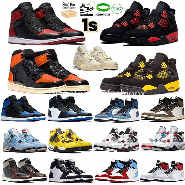 

2023 mens jumpman 4s 1s basketball shoes red thunder university blue black cat sail cement hyper royal men women outdoor trainers msmgr
