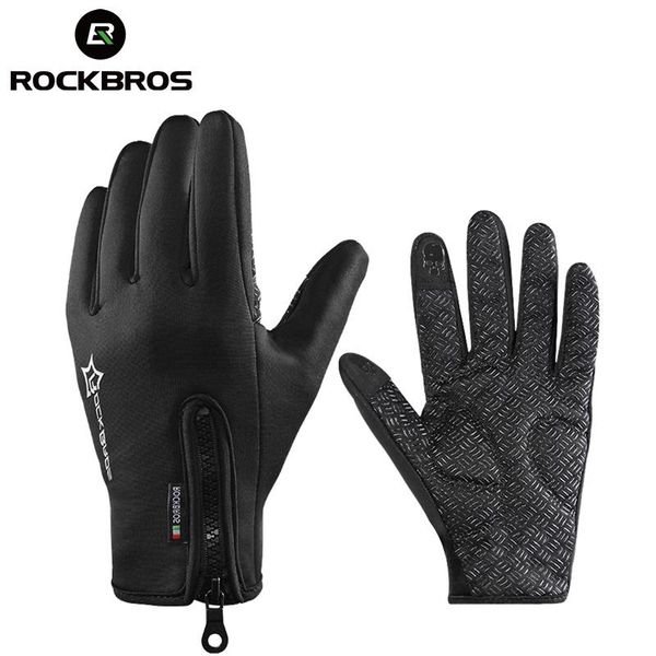 

rockbros cycling bike bicycle winter full finger gloves thermal waterproof windproof bike long gloves motorcycle glove bbyxur alice_bag, Black