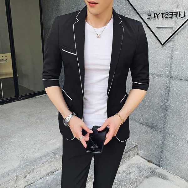 

white black men summer short 2 pcs set korea style 2020 ternos business dress mens suits designers gray1