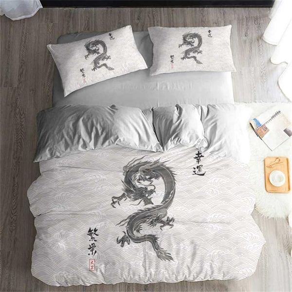 

helengili 3d bedding set chinese dragon print duvet cover set bedclothes with pillowcase bed home textiles #zgl05