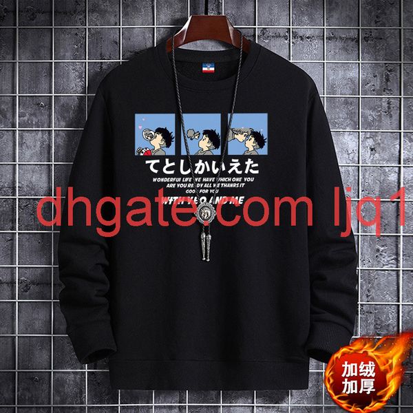 

plush new solid round collar sweater men's korean fashion spring and autumn loose jacket men's wear, Black