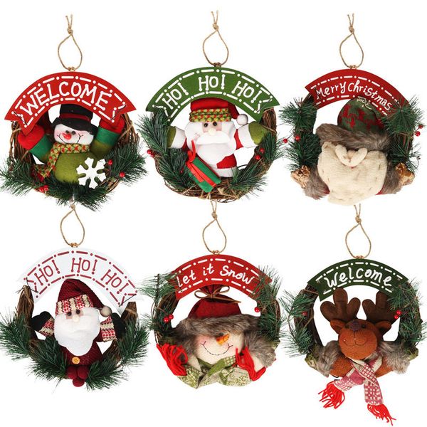 

newsanta wall rattan christmas ornament garland dolls wreath door front decor xmas pendant new year home decorations noel 7