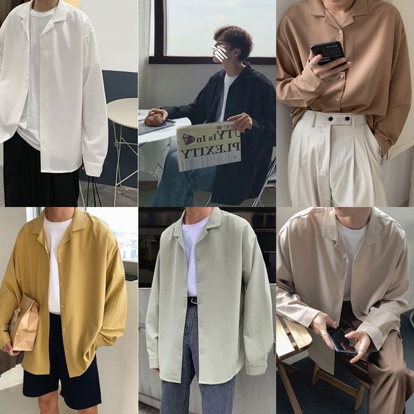 

lxhxi very fairy men's shirt handsome long sleeve korean style trendy handsomestyle shirt with base ins ruffian j56fz, Blue