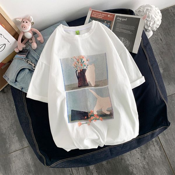 

4vhmn harajuku style short-sleeved men's summer t-shirt headdressheaddress headdresst-shirt trendy brand trendy loose sleeve half chic, Blue