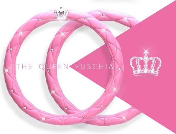 

luxury crystal crown studded rhinestone leather car steering wheel cover diamond steering covers cases for women girl 1pc