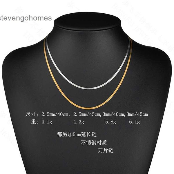 

fashion men's and women's blade 304 simple stainless steel flat snake bone chain pendant accessories, Silver