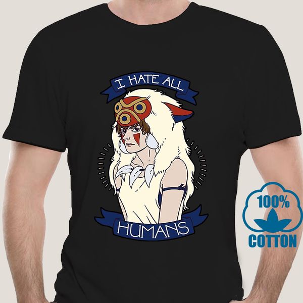 

3618a принцесса мононоке i hate all humans t shirt размер medium юмористическая tee shirt спорта толстовка с капюшоном hoodie