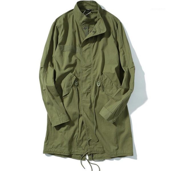 

2018 spring autumn men cotton trench coat high street and standard collar men clothes the slim trench solid color1, Tan;black