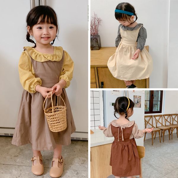 

2020 spring girls dress girls' pure cotton back belt dress girl baby back button dress girls dresses for party and wedding t200709, Red;yellow