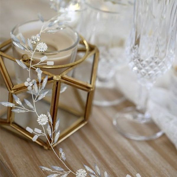 

gorgeous leaf band headband bridal hair accessories flower opal tiara headpiece bride wedding headdress crown girl jewelry y200409, Slivery;golden