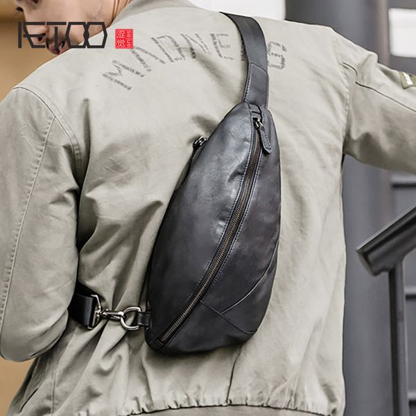 

hbp aetoo leather men's chest bag, trend head leather slant bag