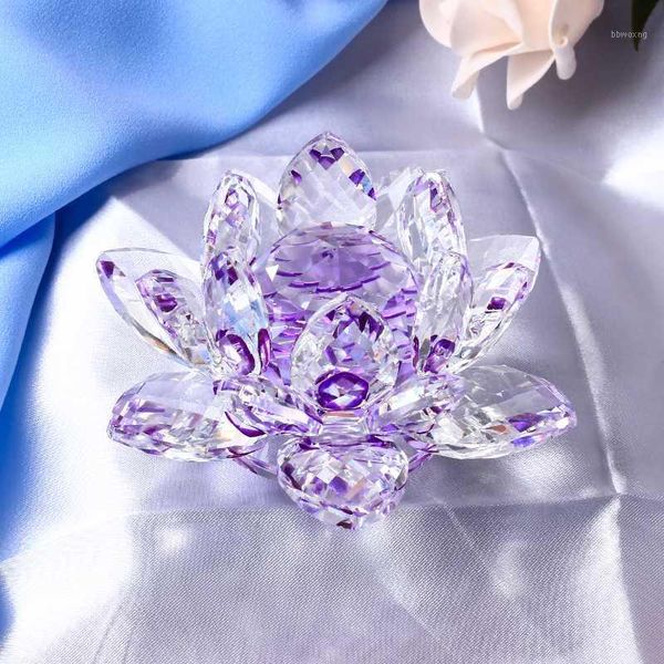 

8/10/12cm crystal lotus ornament and minerals glass flower paperweight feng shui crafts gift for home wedding party decor1