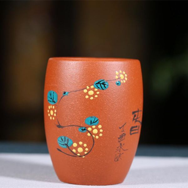 

chinese zisha teacup raw ore purple clay master cup 130ml big size hand painted pattern tasting tea beer wine cup yxlwks xhhair