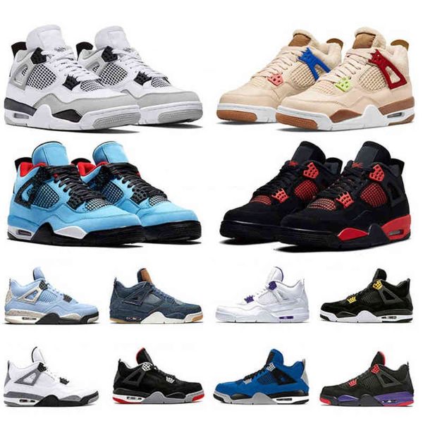 

starfish mens 4 4s basketball shoes university blue manila fire red what the neon paris cactus jack tour yellow metallic orange men sneakers, Black