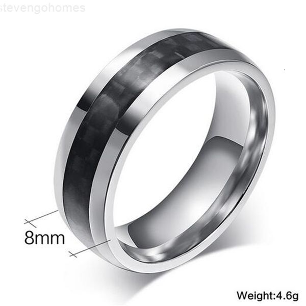 

stainless 7-13 fashion men ring carbon fiber jewelry steel rings for man classic christmas gifts, Silver