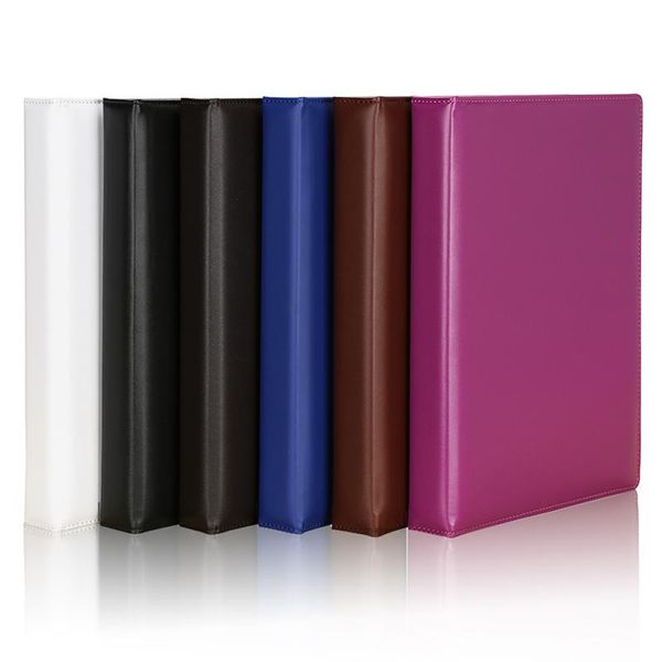 

notepads professional put 100 paper sheets pu leather a4 notebook with durable stainless steel spiral 3 ring binders journal, Purple;pink