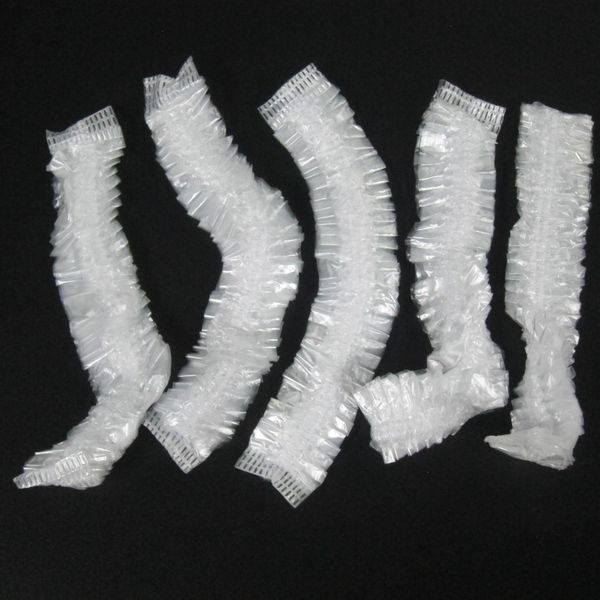 

100 pcs disposable plastic shower cap hat women men waterproof transparent hair spa salon l elastic bathroom products h jllgsj