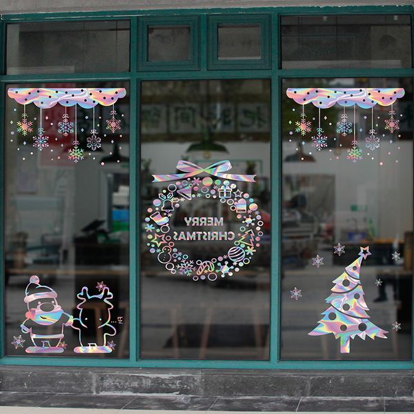 

glass shop window decorative layout creative snowflake wall sticker