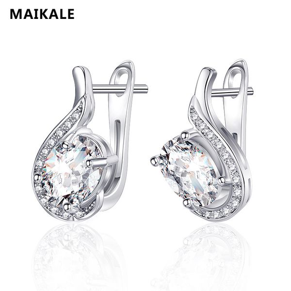

stud maikale cubic zirconia korean earrings cz women's or girls fashion temperament round for women gift, Golden;silver