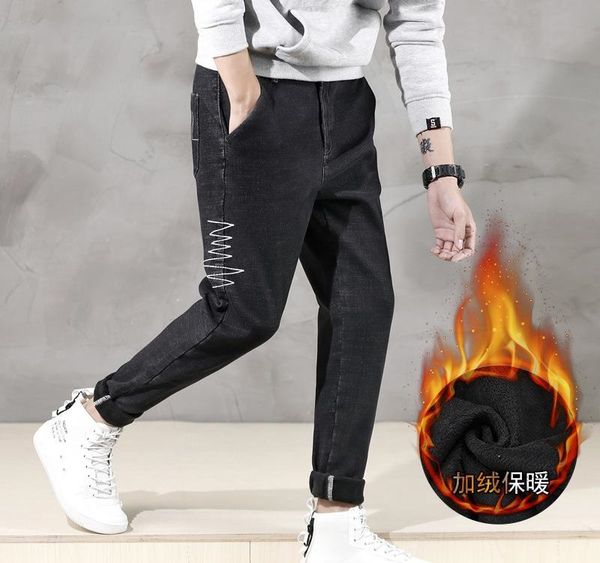 

зимний бархат джинсы мужского большого размера, Blue