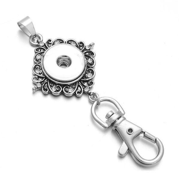 

new snap jewelry 18mm metal flower snap button keychains keyring pendant layard for women gi qylyfi