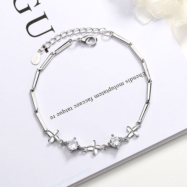 

bracelet ladies gift diamond lucky four-leaf clover bracelet net celebrity explosion style forest bracelet, Golden;silver