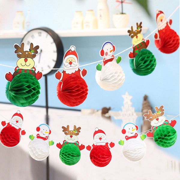 

banner 1 cute set flag santa decoration snowman elk garlands new year decorative christmas party hom