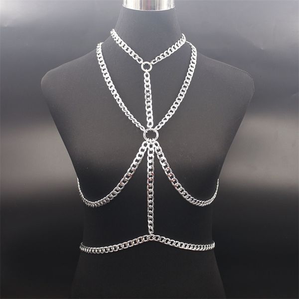 

new design punk luxury chunky chain bikini exclusive heavy custom summer style body chain by0014 t200507, Slivery;golden