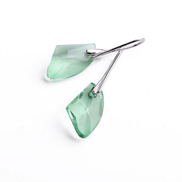 

irregular crystal earrings for women geometric simple design drop earring red blue green purple yellow stone dangling jewelry, Silver