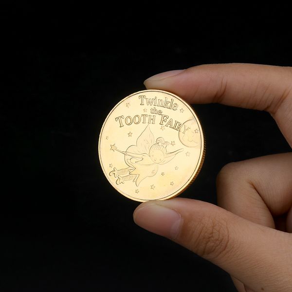 

10pcs non magnetic kids tooth change growth record gift collectible decorative coins tooth fairy gold plated commemorative coin