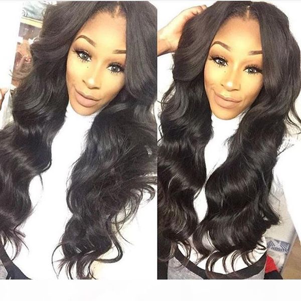 

7a peruvian human hair wavy full lace wigs front lace wigs with baby hair 1b#color ing, Black;brown