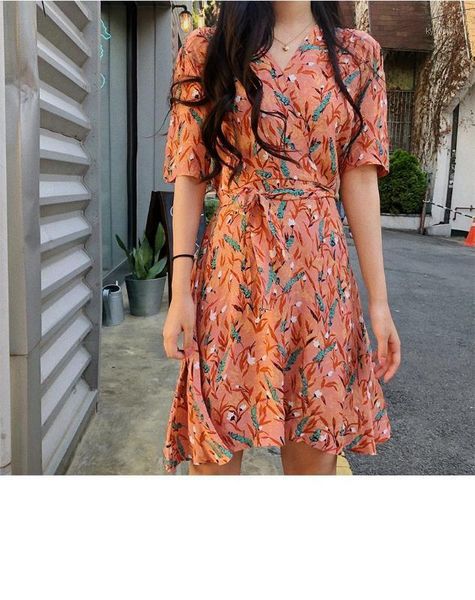 

floral print dress 2020 new summer women dress above knee, mini short sleeve casual dresses femme elegant dresses v neck1, Black;gray