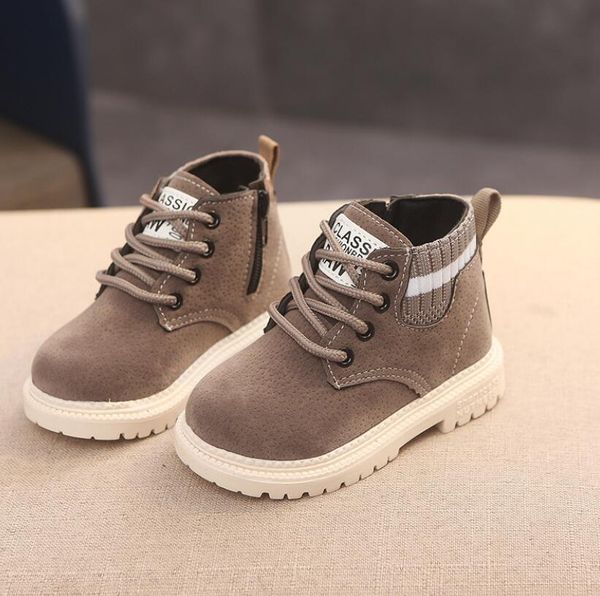 

children casual shoes autumn winter martin boots boys shoes fashion leather soft antislip girls boots 21-30 sport running shoes lj200911, Black;grey