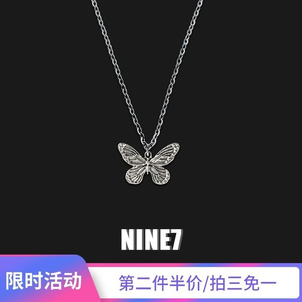 

nine7 homemade butterfly necklace women's indifference and cool style, Silver