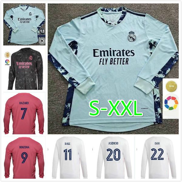 

20 21 реал опасности модрич с длинными рукавами мужские трикотажные изделия футбола sergio ramos бензема isco bale mariano home away третий, Black;yellow