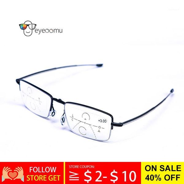 

eyeoomu progressive reading glasses multifocal lens alloy glasses men business presbyopic women anti blue ray eyewear1, White;black