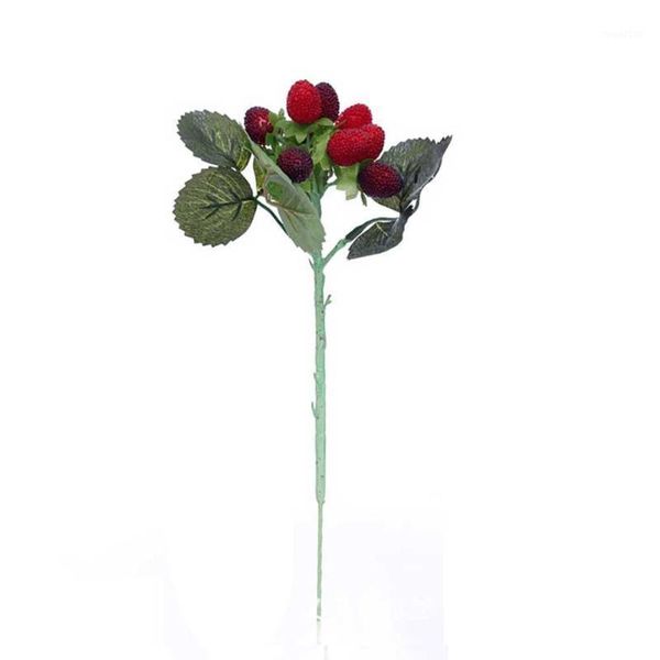 

bridal plastic party home high end wedding bouquet decoration red lifelike artificial strawberry branch1