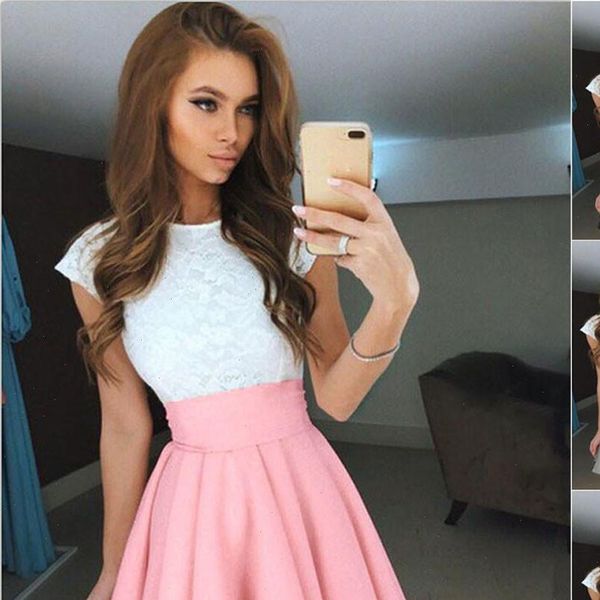 

2020 new kirts womens summer solid high waist simple skater skirt ladies party cocktail mini skirts faldas cortas cjh, Black