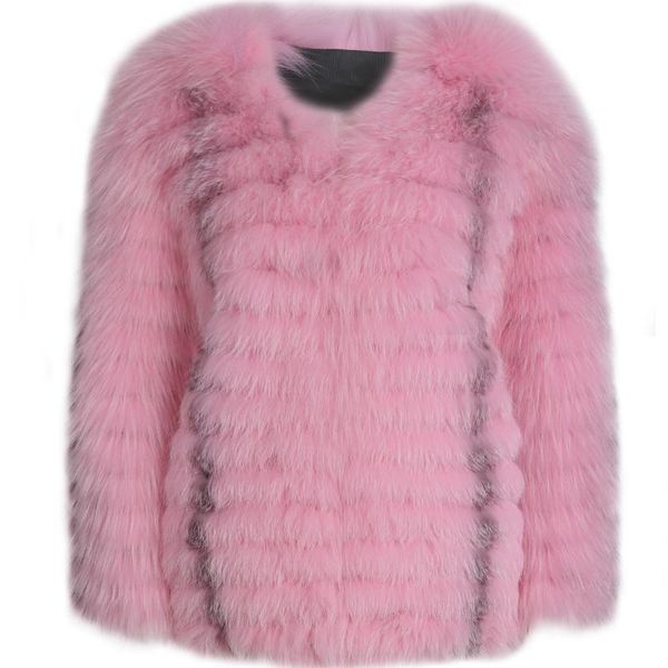 

women's fur & faux natural ladies real women jacket, Black