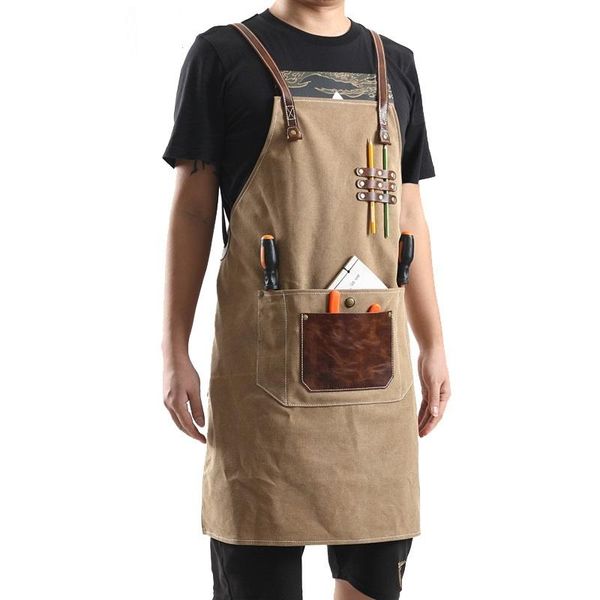 

a013 welding apron adjustable cross strap multipurpose shop apron strap tool pocket women men pockets barber cook restaurant